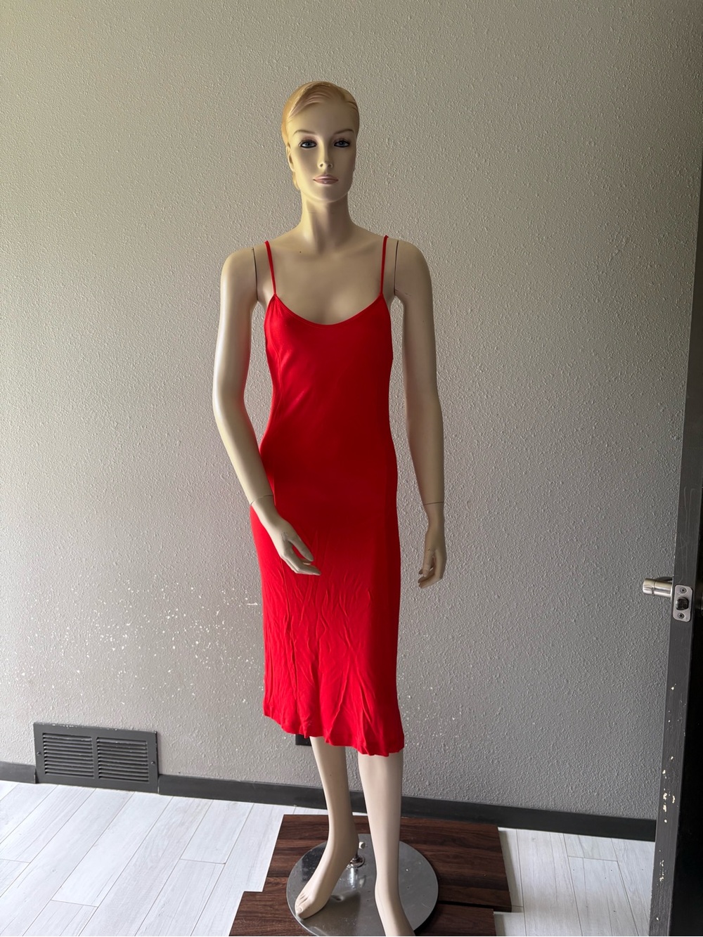 Classic Red Spaghetti Strap Slip Dress